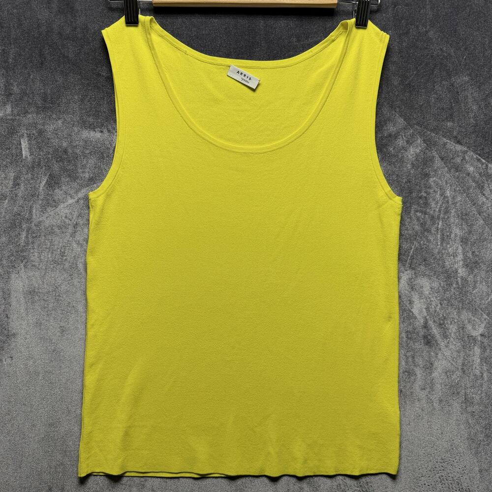 Akris Punto Tank Top Womens 10 Yellow Regular Stretch Jersey Summer Italy